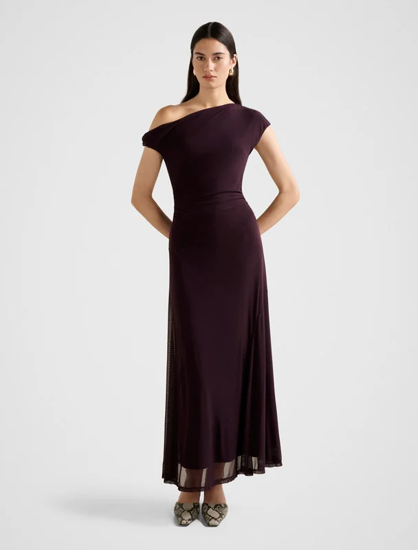 forever new VIOLET Ruched Asymmetric Neck Maxi Dress